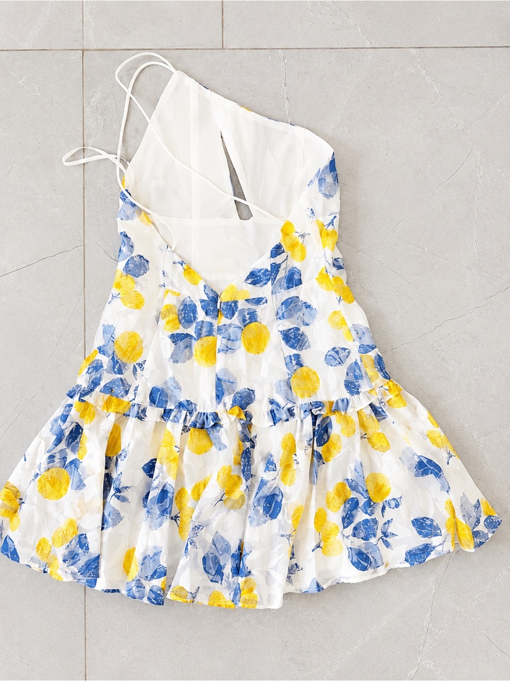 Hello Molly One-Shoulder Lemon Print Mini Dress – Size Small (US 4) 🍋💙 - Picture 3 of 5